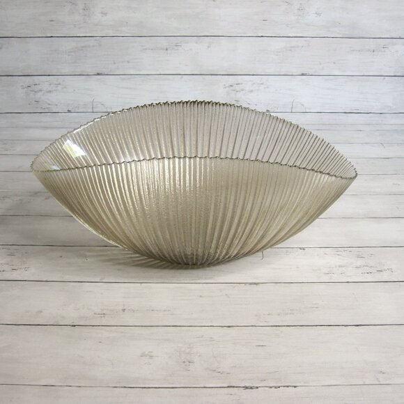 Murano Italy Pleated Glass Bowl Centerpiece Display 16" - Picture 1 of 7